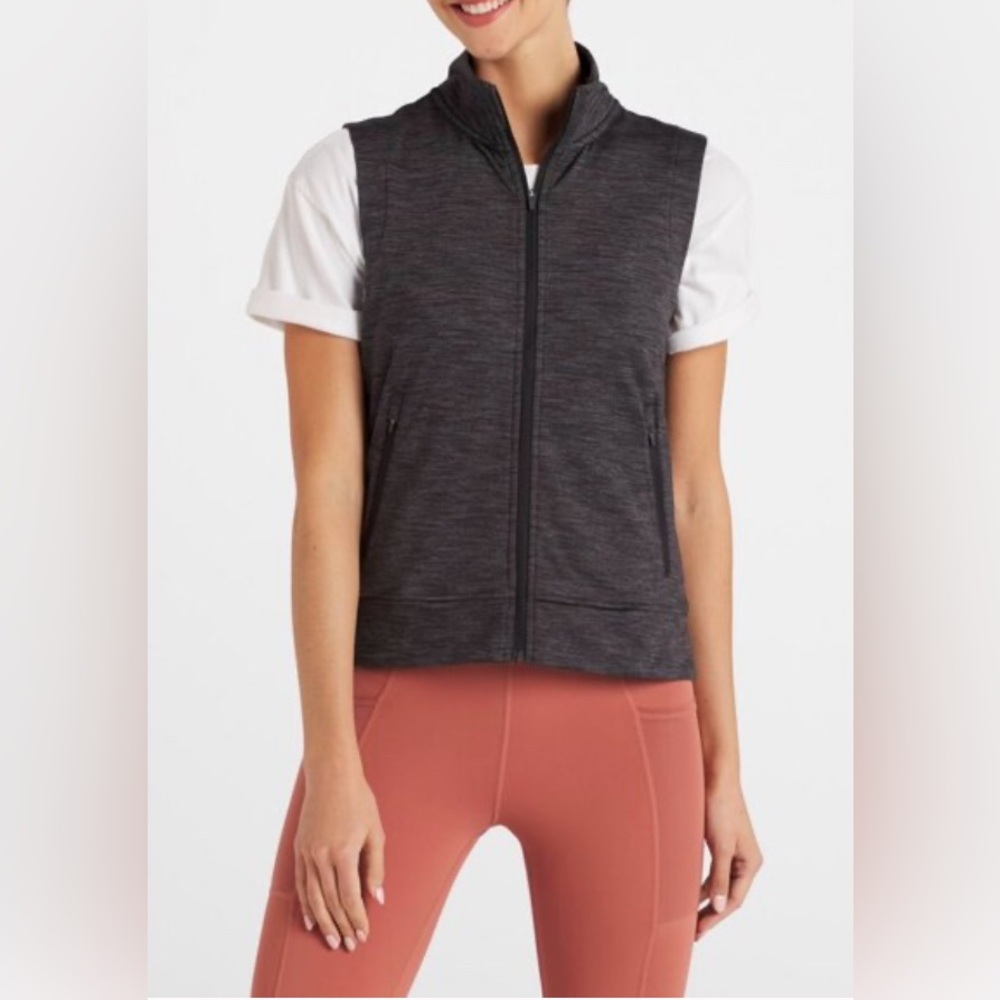 Soul & Sky Stitchfix Athletic Sleeveless Zip Up Vest Dark Gray Heather Size L
